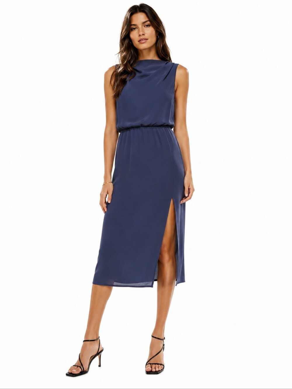 Aritzia Babaton Navy Blue Sleeveless Midi Dress Size 4
